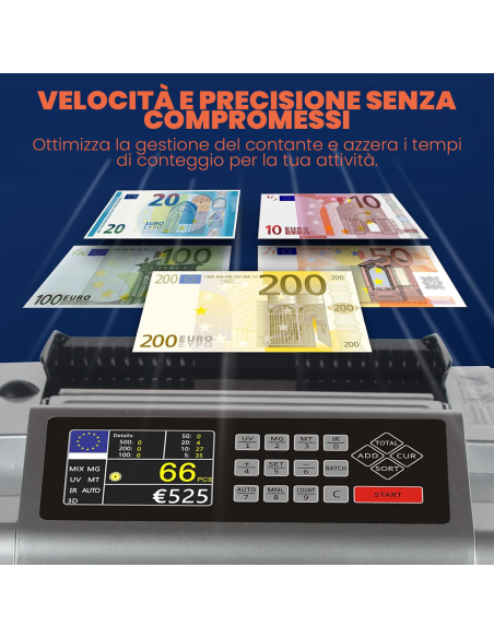 Contabanconote Professionale Automatico 1000 Banconote Min Rilevatore UV MG IR