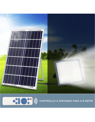 Faro LED Lampada Pannello Solare 8000W...