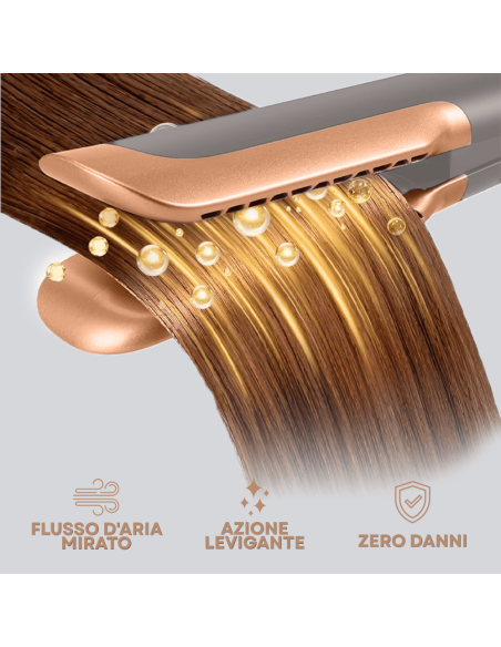 Piastra Capelli 2in1 Aria Calda 1600W 33 cm Asciuga e Liscia Bagnato Asciutto