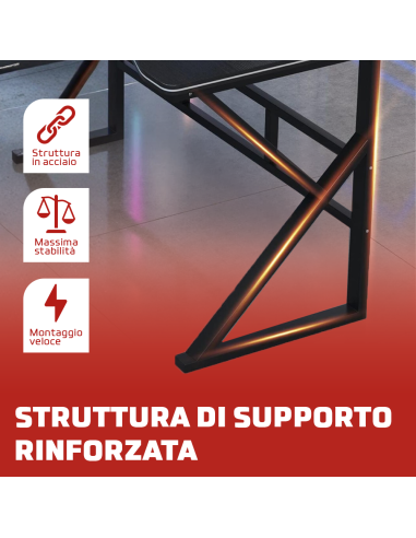 Scrivania Gaming Ergonomica 100x60x73H cm...