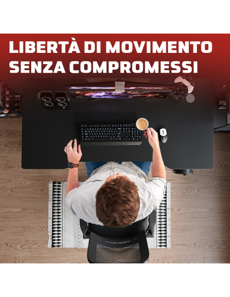 Scrivania Gaming Ergonomica 100x60x73H cm Tavolo PC Effetto Carbonio Passacavi