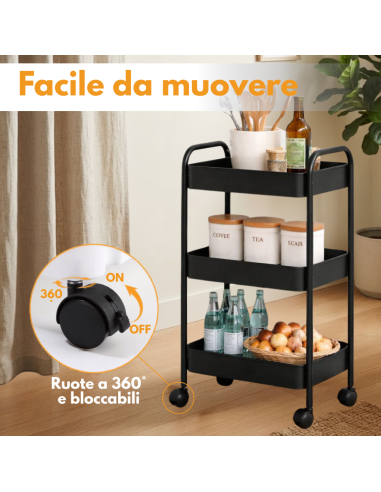 Carrello 3 Piani in Ferro Portaoggetti Multiuso