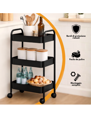 Carrello 3 Piani in Ferro Portaoggetti Multiuso