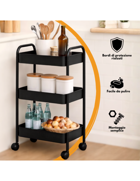 Carrello 3 Piani in Ferro Portaoggetti Multiuso