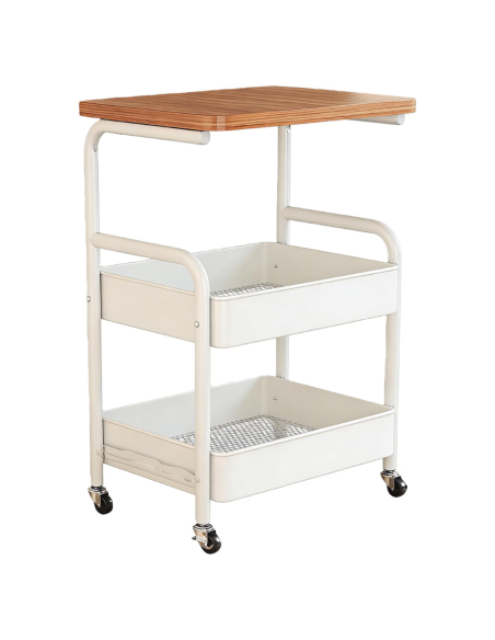 Carrello a 3 Piani con Pannello Portaoggetti Multiuso Casa Ufficio