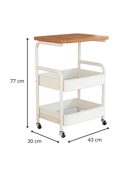 Carrello a 3 Piani con Pannello Portaoggetti Multiuso Casa Ufficio