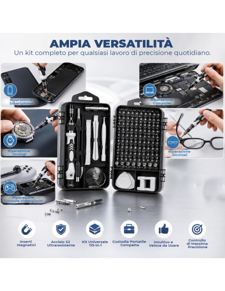 Kit Cacciaviti di Precisione Magnetici con Custodia