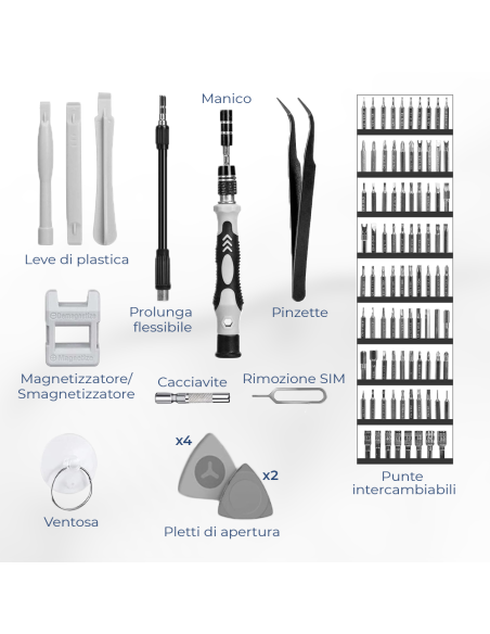 Kit Cacciaviti di Precisione Magnetici con Custodia