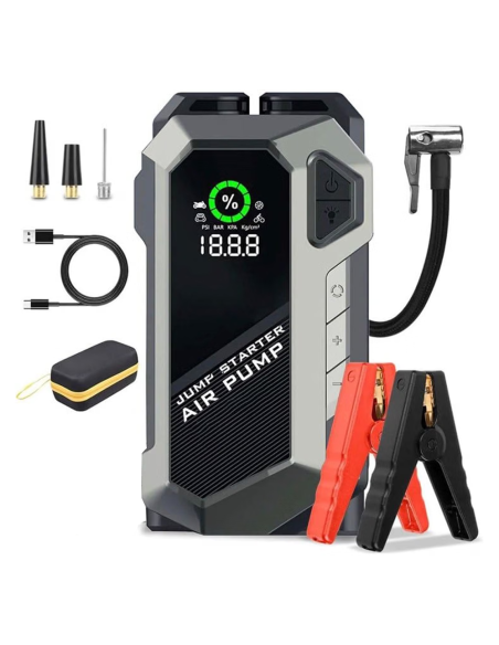 Avviatore Emergenza Auto 6000A Compressore 150 PSI Power Bank Torcia LED