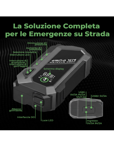 Avviatore Emergenza Auto 6000A Compressore 150...