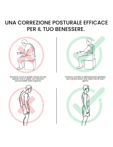 Supporto tutore a fascia con 12 magneti unisex correzione postura schiena spalle