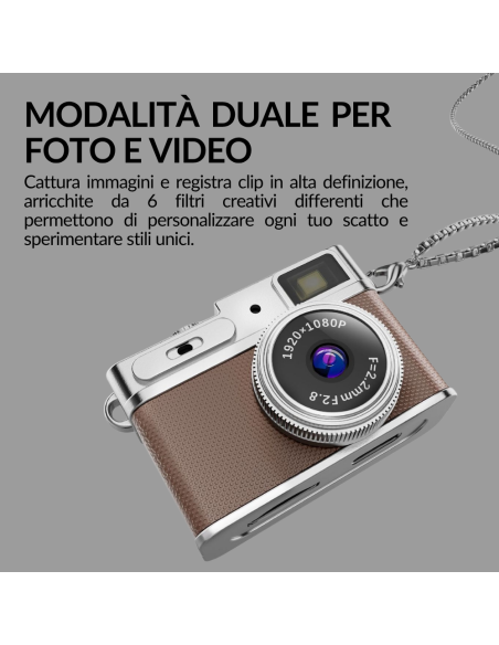 Mini Fotocamera Indossabile Portatile 1080P Schermo IPS 0.98 Flash LED