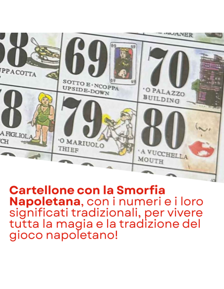 Tombola Napoletana 48 Cartelle con Pallottoliere e Numeri in Legno SMORFIA