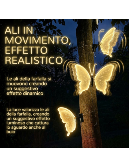 Lampada Farfalla LED Ali in Movimento 46x41 cm Decorazione Luminosa Esterno