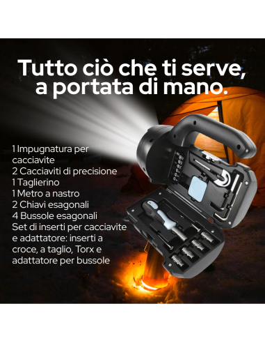 Torcia LED Emergenza con Kit Attrezzi Integrato...