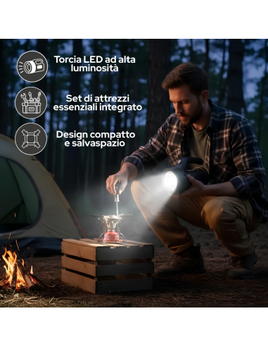 Torcia LED Emergenza con Kit Attrezzi Integrato...