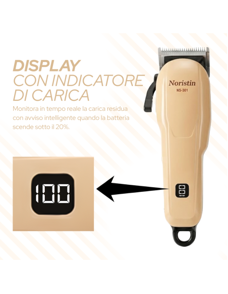 Tagliacapelli Professionale Noristin NS-301 con 4 Pettini Guida LED