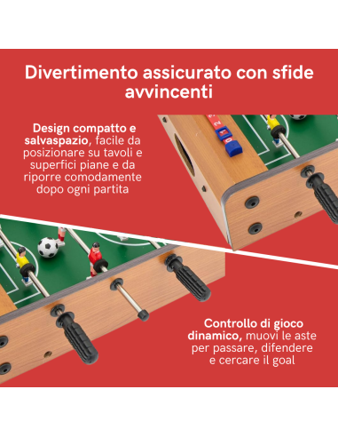 Calcio Balilla da Tavolo Compatto 70x37 cm...