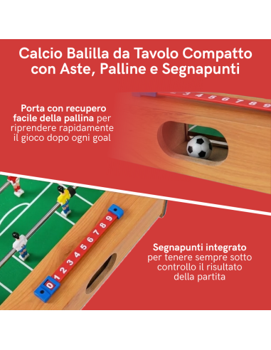 Calcio Balilla da Tavolo Compatto 70x37 cm...