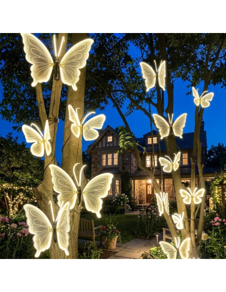 Lampada Farfalla LED Ali in Movimento 46x41 cm Decorazione Luminosa Esterno