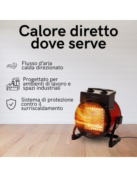 Riscaldatore Elettrico 2500 W con Ventilatore Industriale