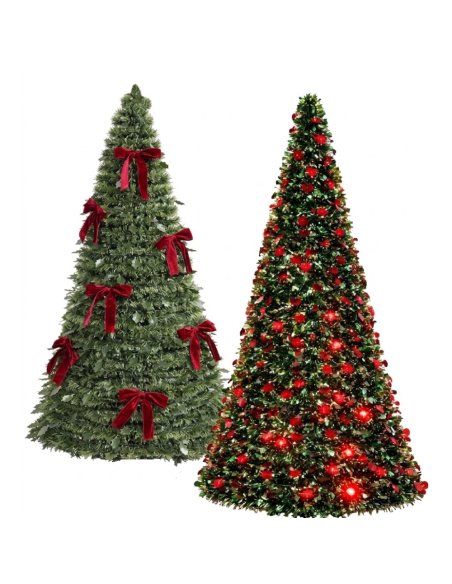 Albero di Natale Pieghevole slim Pop-Up 180H cm Luci e Musica Diametro 40 cm