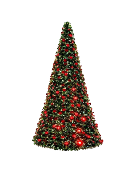 Albero di Natale Pieghevole slim Pop-Up 180H cm Luci e Musica Diametro 40 cm