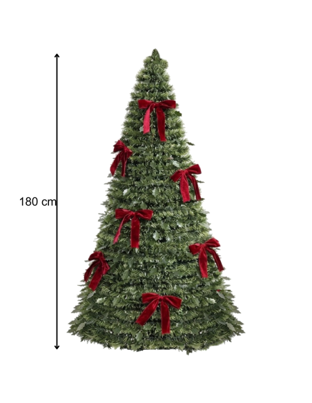 Albero di Natale Pieghevole slim Pop-Up 180H cm Luci e Musica Diametro 40 cm