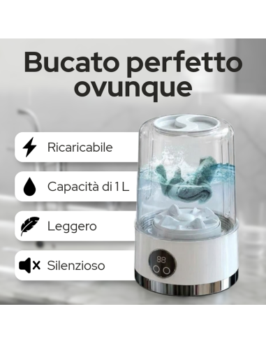 Mini Lavatrice 1L Portatile IGIENICA Wireless...