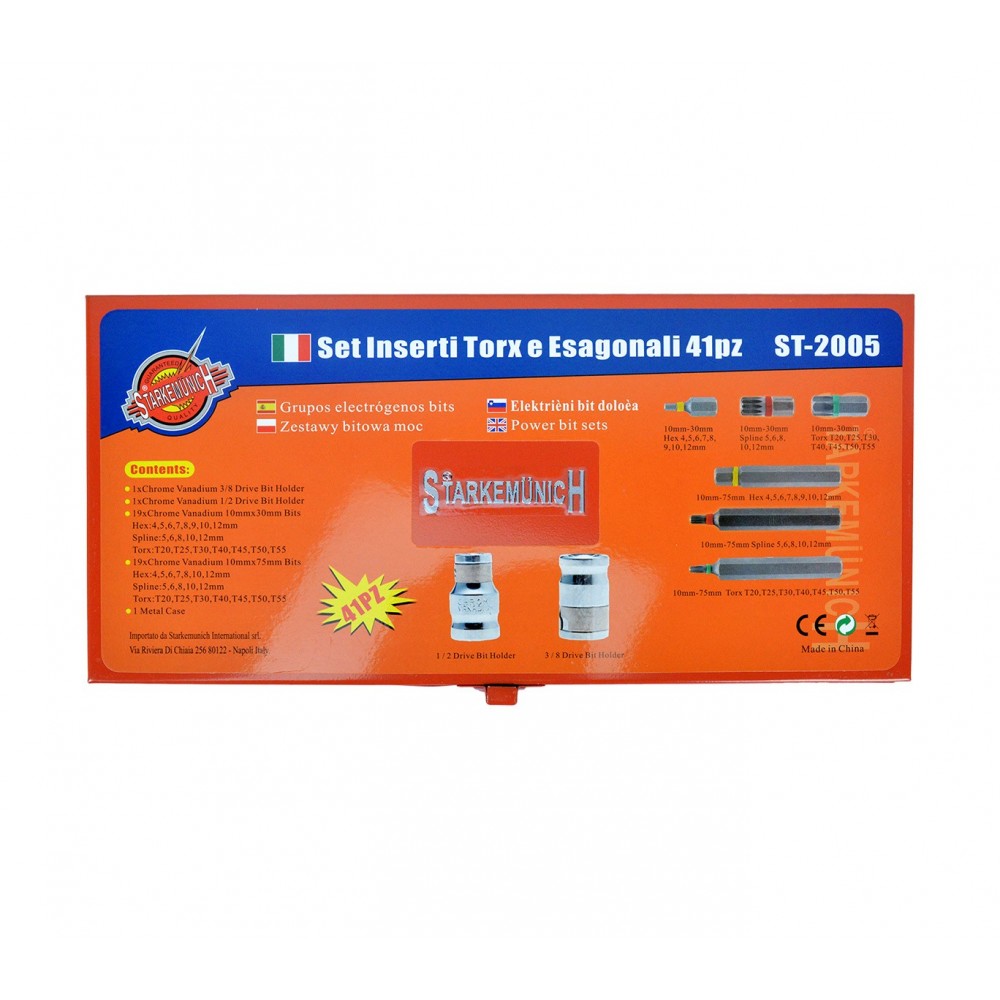 ST-2005 Kit inserti torx e esagonali con adattatori in comoda valigetta 41 pz