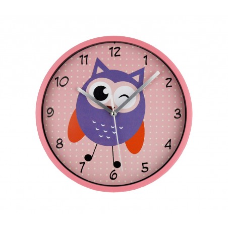 803424 Orologio tondo a batterie da parete fantasia Gufo e Civetta a pois