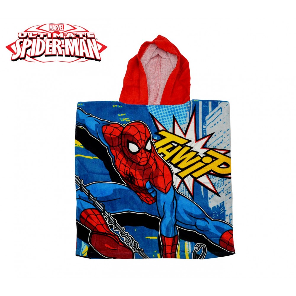 MV92261 Accappatoio poncho in cotone Spiderman con cappuccio 120 x 60 cm