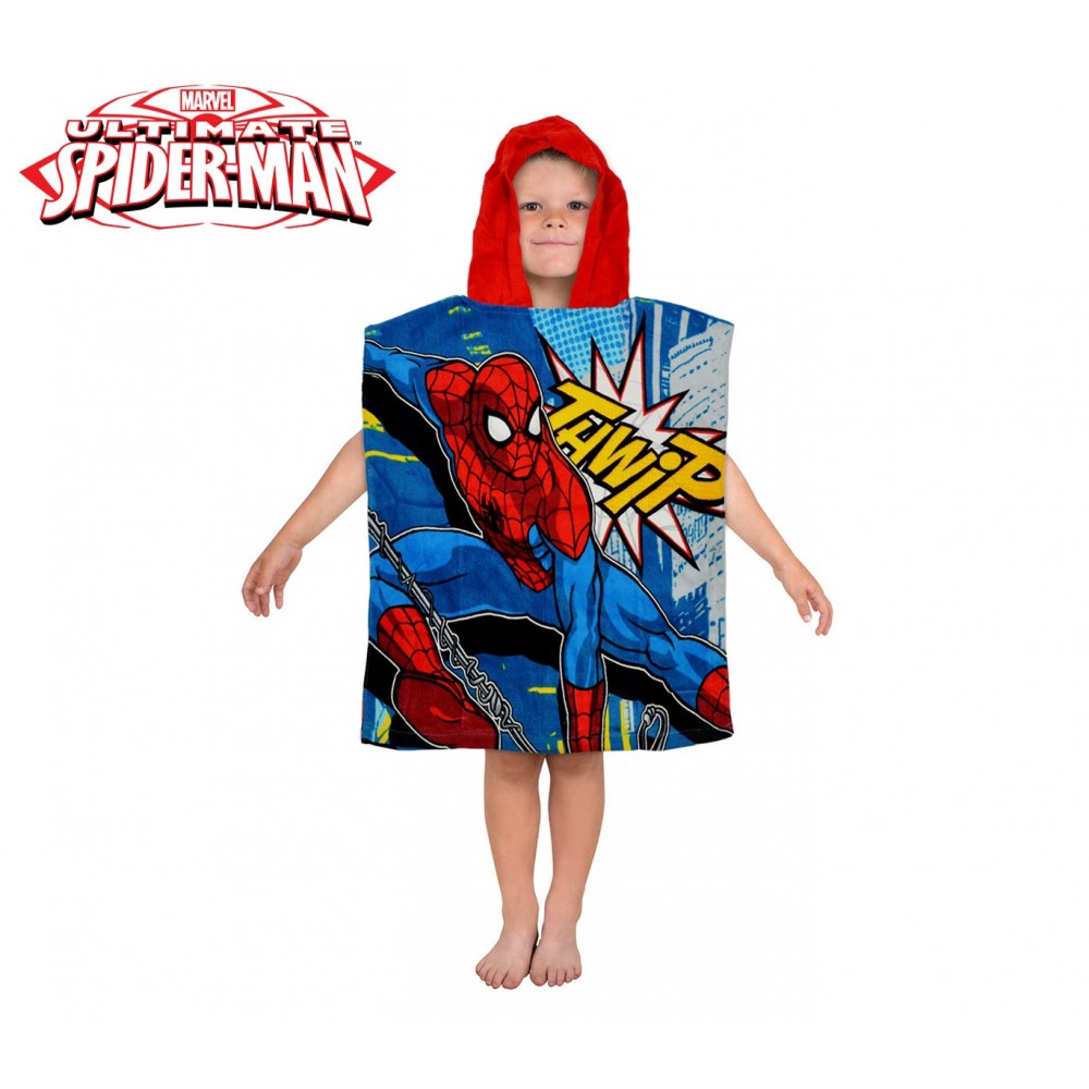 MV92261 Accappatoio poncho in cotone Spiderman con cappuccio 120 x 60 cm