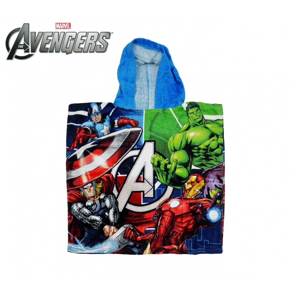 MV92262 Accappatoio poncho in cotone The Avnegers con cappuccio 120 x 60 cm