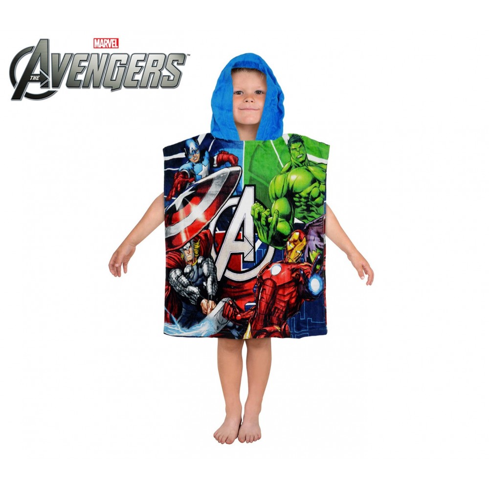 MV92262 Accappatoio poncho in cotone The Avnegers con cappuccio 120 x 60 cm