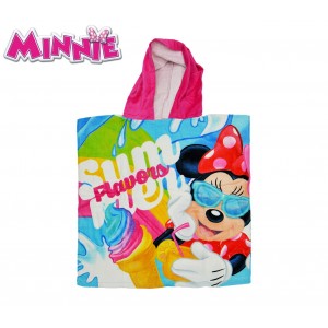 WD16951 Accappatoio poncho in cotone Minnie Mouse con cappuccio 120 x 60 cm 2