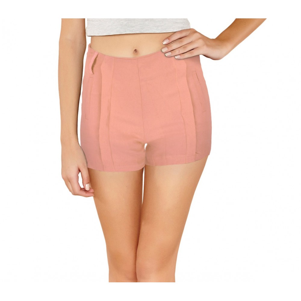 Image of F9337 Shorts donna mod. Nice pantaloncino con zip in morbido tessuto elastico Rosa S/M052