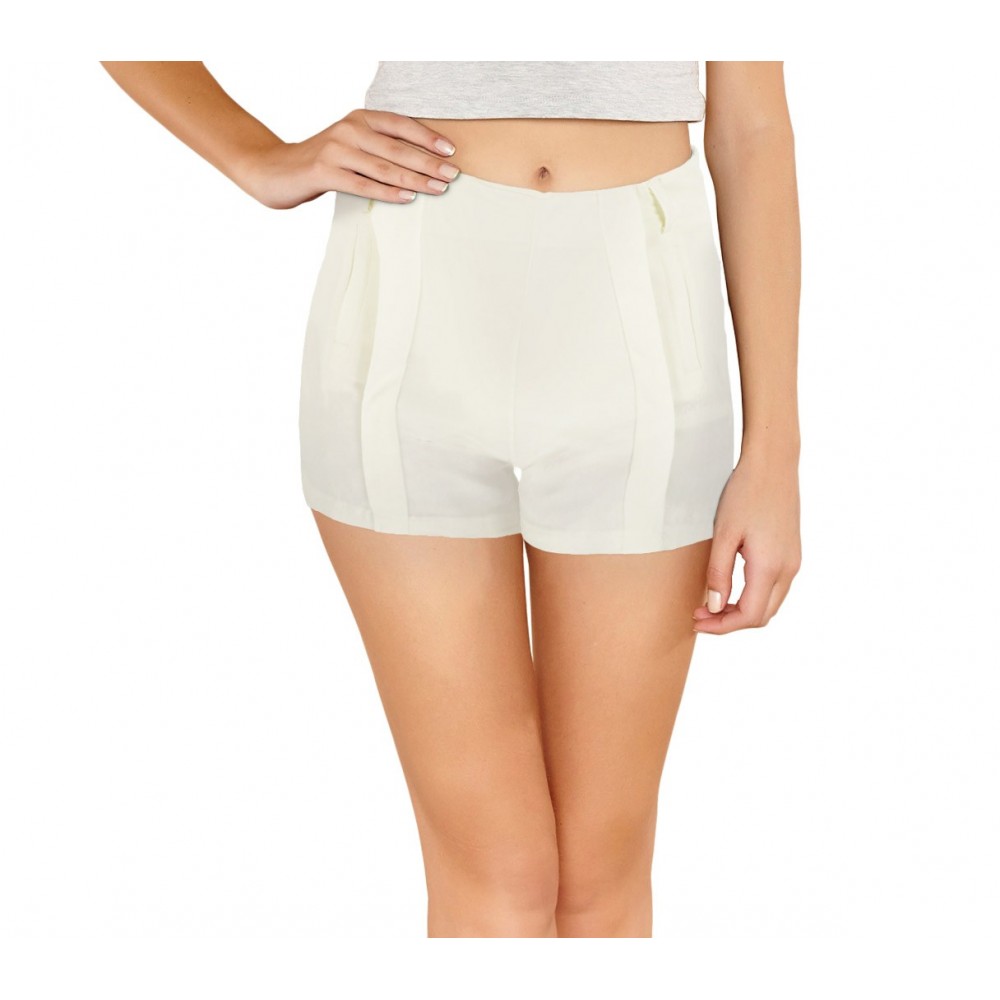 Image of F9337 Shorts donna mod. Nice pantaloncino con zip in morbido tessuto elastico Bianco L/XL052