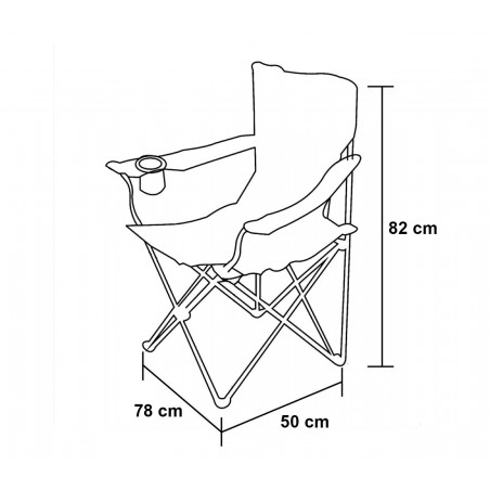 2971 Sedia pieghevole da campeggio e giardino Miami con porta bicchiere
