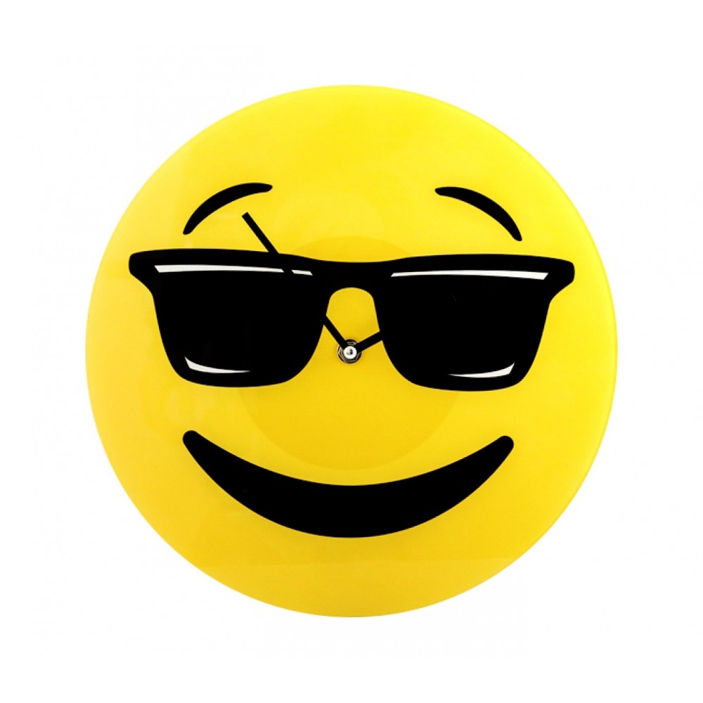 79/3231 Orologio da parete emoticon con occhiali da sole in vetro diametro 30 cm