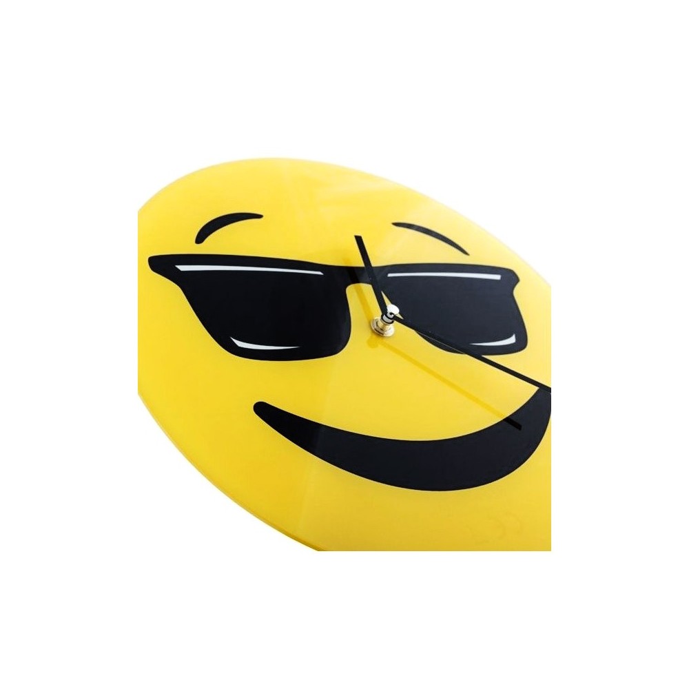 79/3231 Orologio da parete emoticon con occhiali da sole in vetro diametro 30 cm