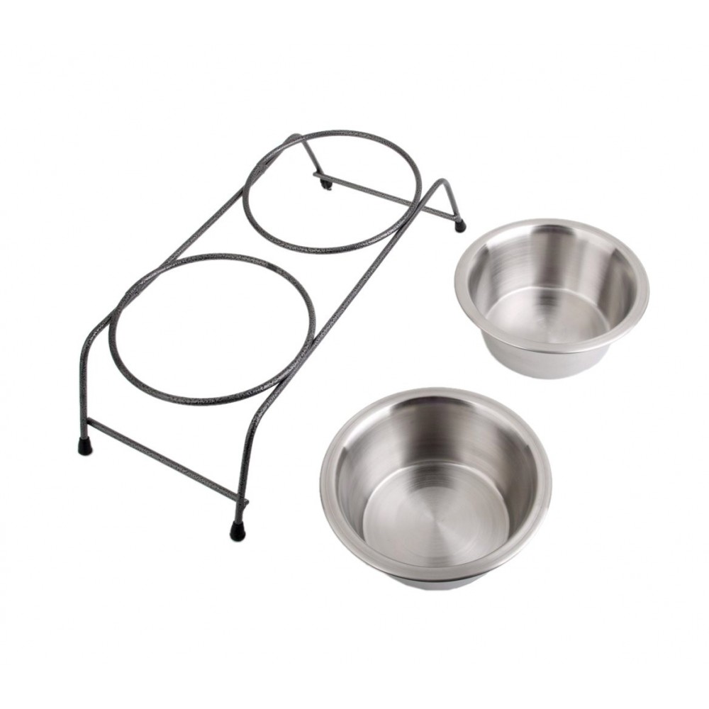 180601 Doppia ciotola per cani con supporto rialzato 30 x 8,5 cm