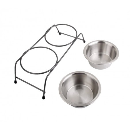 180601 Doppia ciotola per cani con supporto rialzato 30 x 8,5 cm