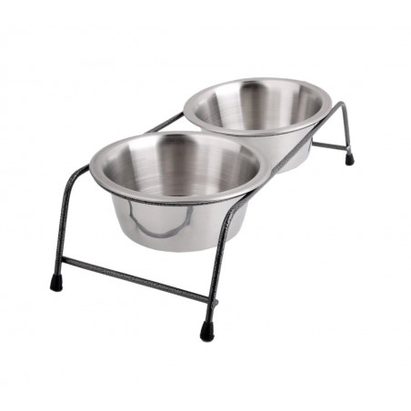 180601 Doppia ciotola per cani con supporto rialzato 30 x 8,5 cm