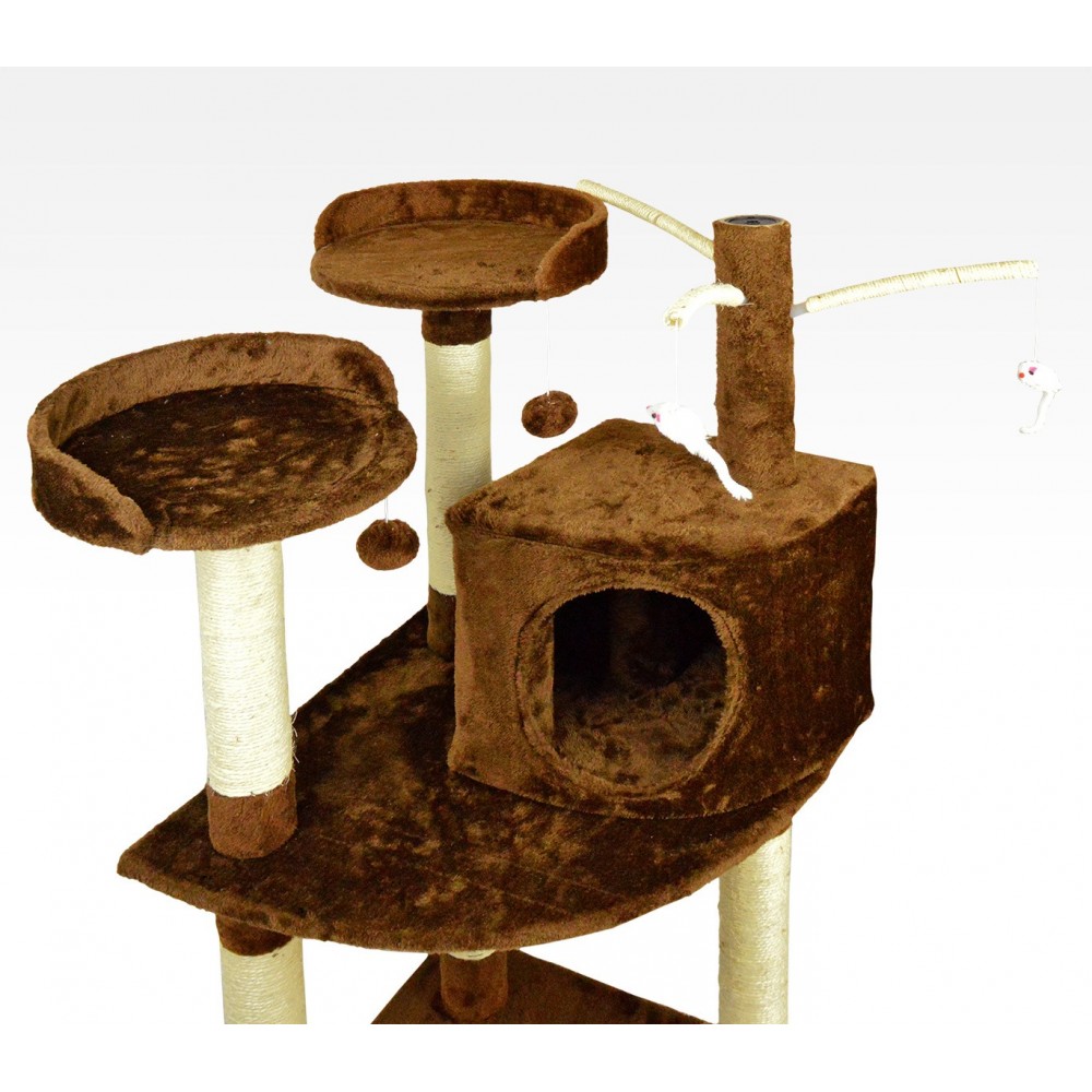 HK1015 Palestra tiragraffi per gatti con cuccetta e colonne in sisal