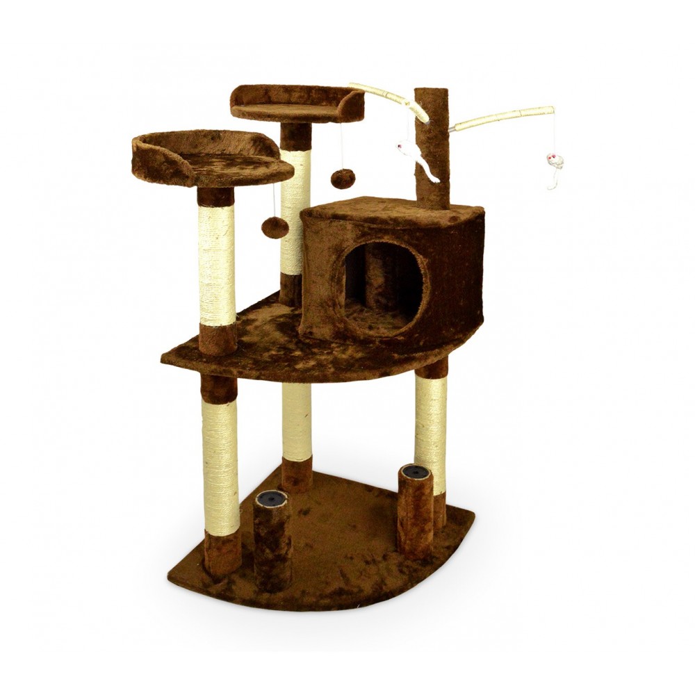 HK1015 Palestra tiragraffi per gatti con cuccetta e colonne in sisal