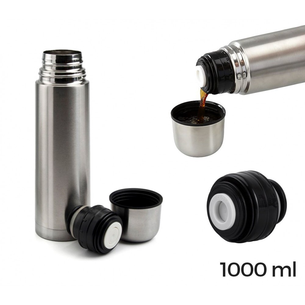 3279 Thermos in acciaio inox welkhome chiusura con tappo a scatto1000ml