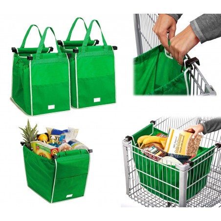 0381 Set 2 shopping bag da carrello riutilizzabili e richiudibili 34x24x30cm