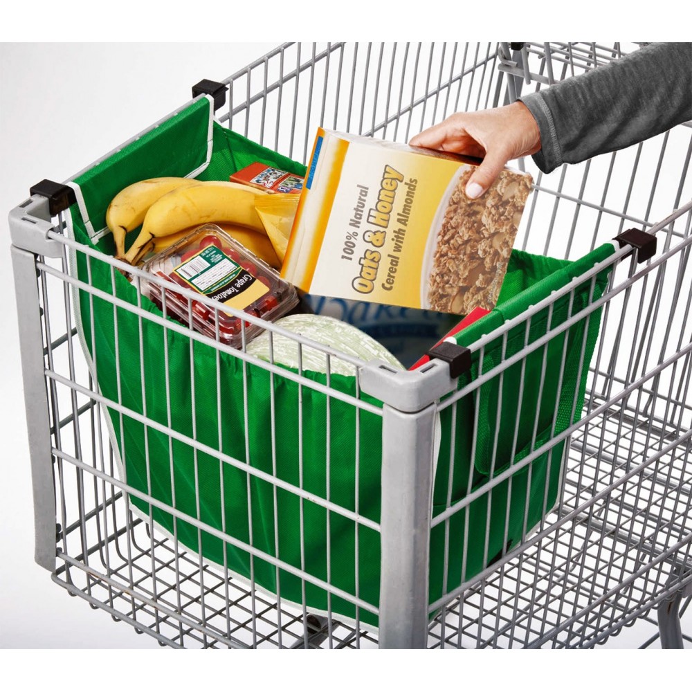 0381 Set 2 shopping bag da carrello riutilizzabili e richiudibili 34x24x30cm