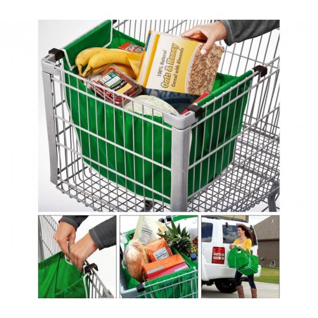 0381 Set 2 shopping bag da carrello riutilizzabili e richiudibili 34x24x30cm